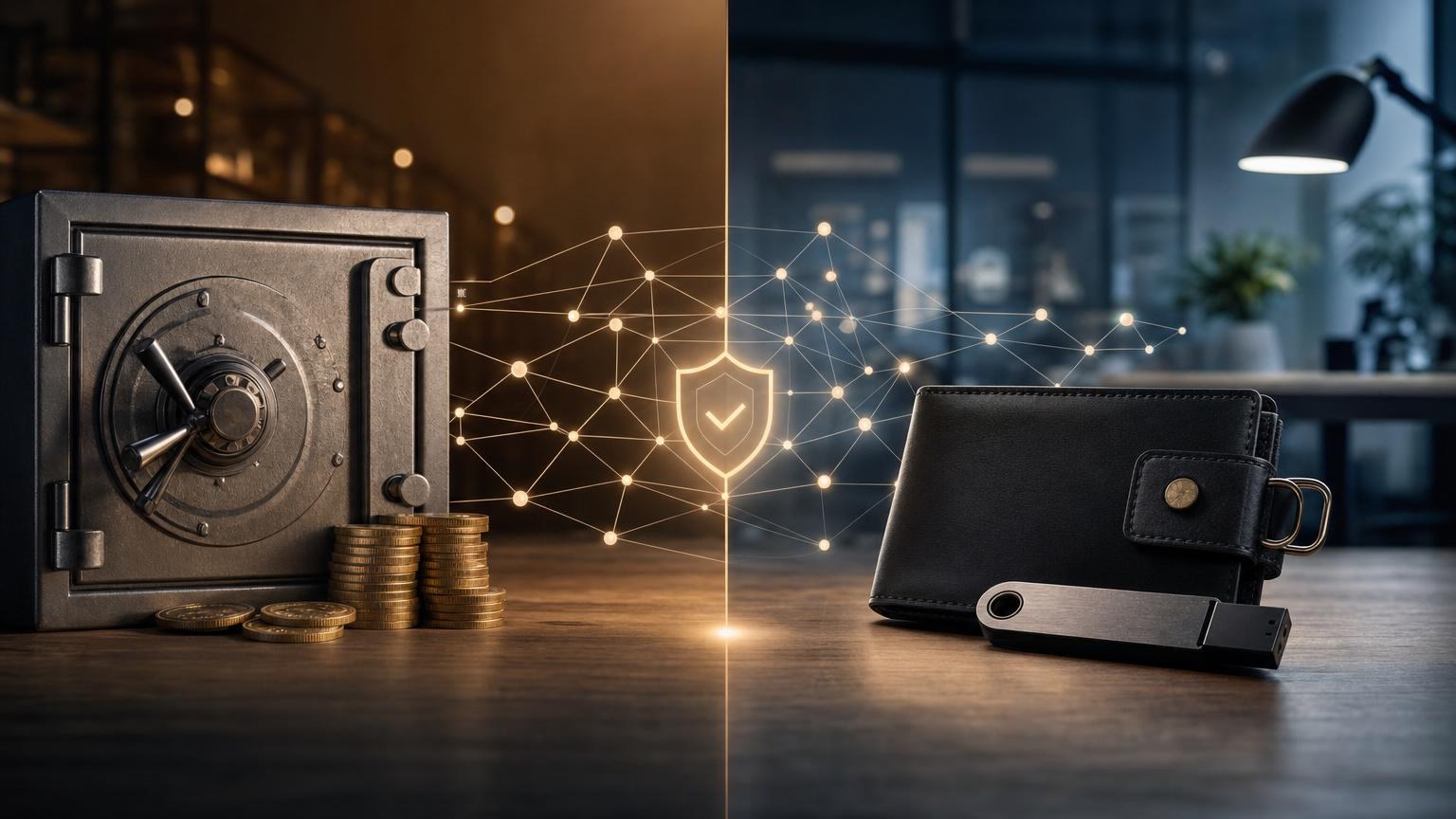Custodial and non-custodial crypto wallets compared through key control, recovery, security, access and transaction requirements