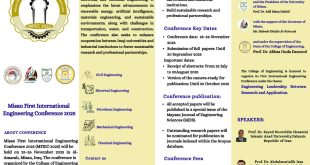 كلية الهندسة في جامعة ميسان تستعد لعقد مؤتمرها الهندسي الدولي الأول MFIEC2025 تحت شعار (الريادة الهندسية بين البحث والتطبيق)